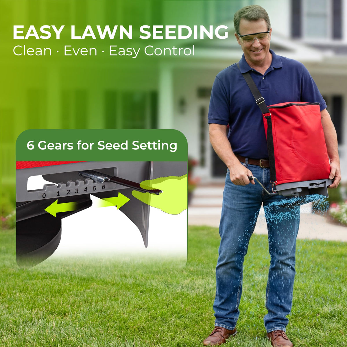 Walensee safety goggles included with the seed spreader for protection.