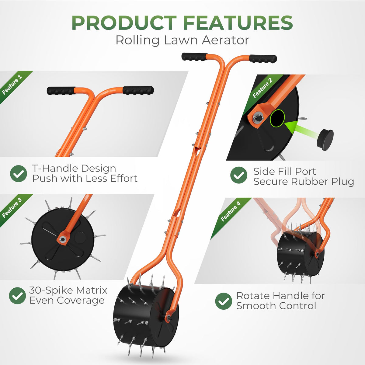 Walensee small yard use offers precise aeration with consistent hole pattern.