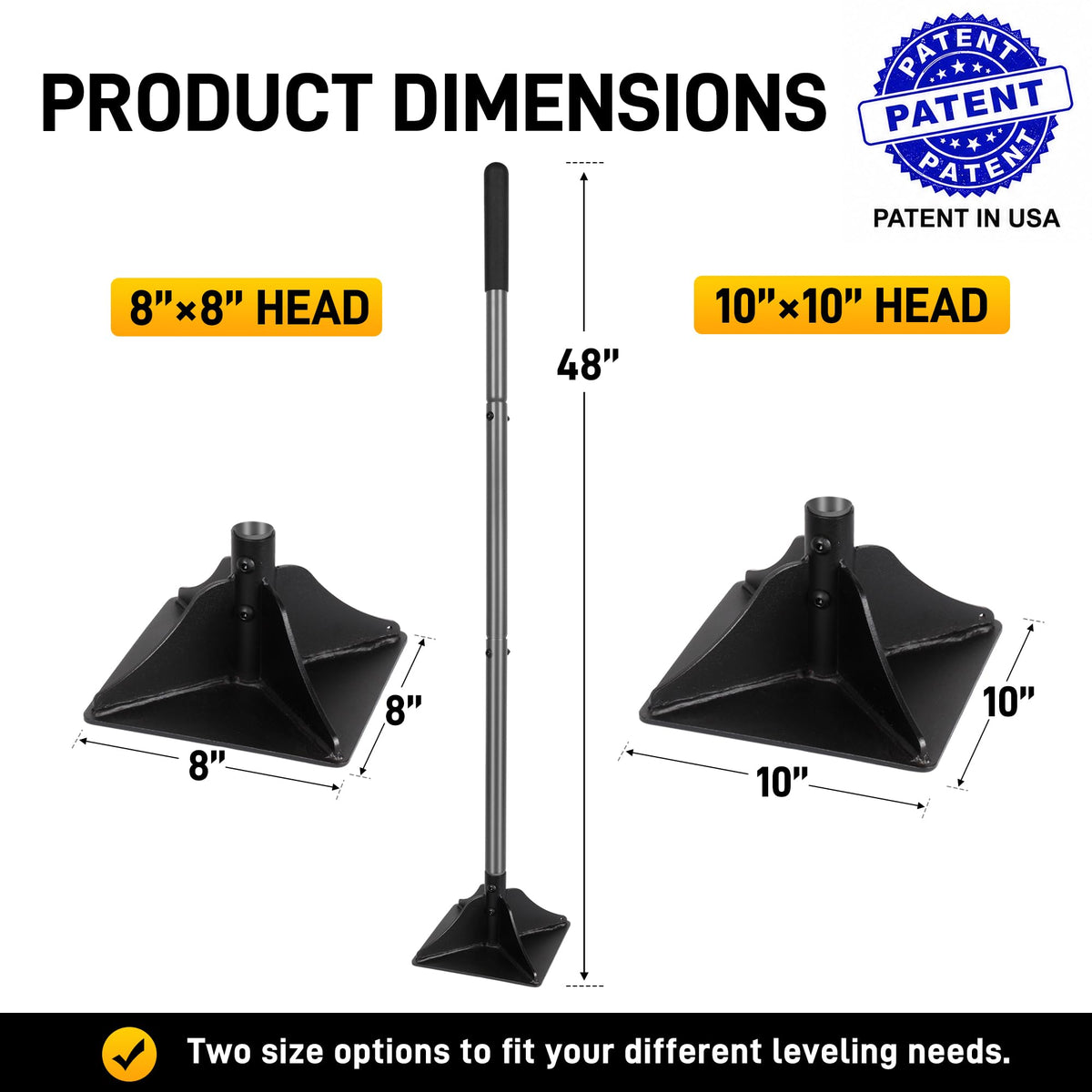 Walensee tamper with 48-inch handle reduces bending for comfortable operation.