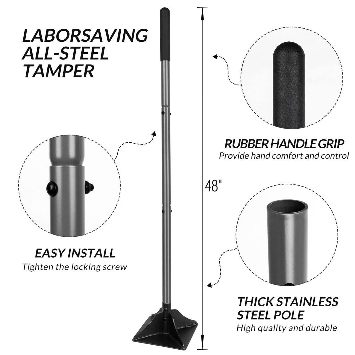 Walensee tamper features height adjustment for different working grades.