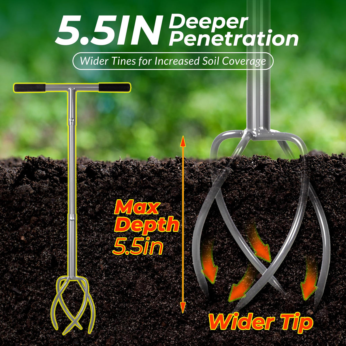 Walensee Upgrade Tiller ergonomic handle for comfortable extended gardening