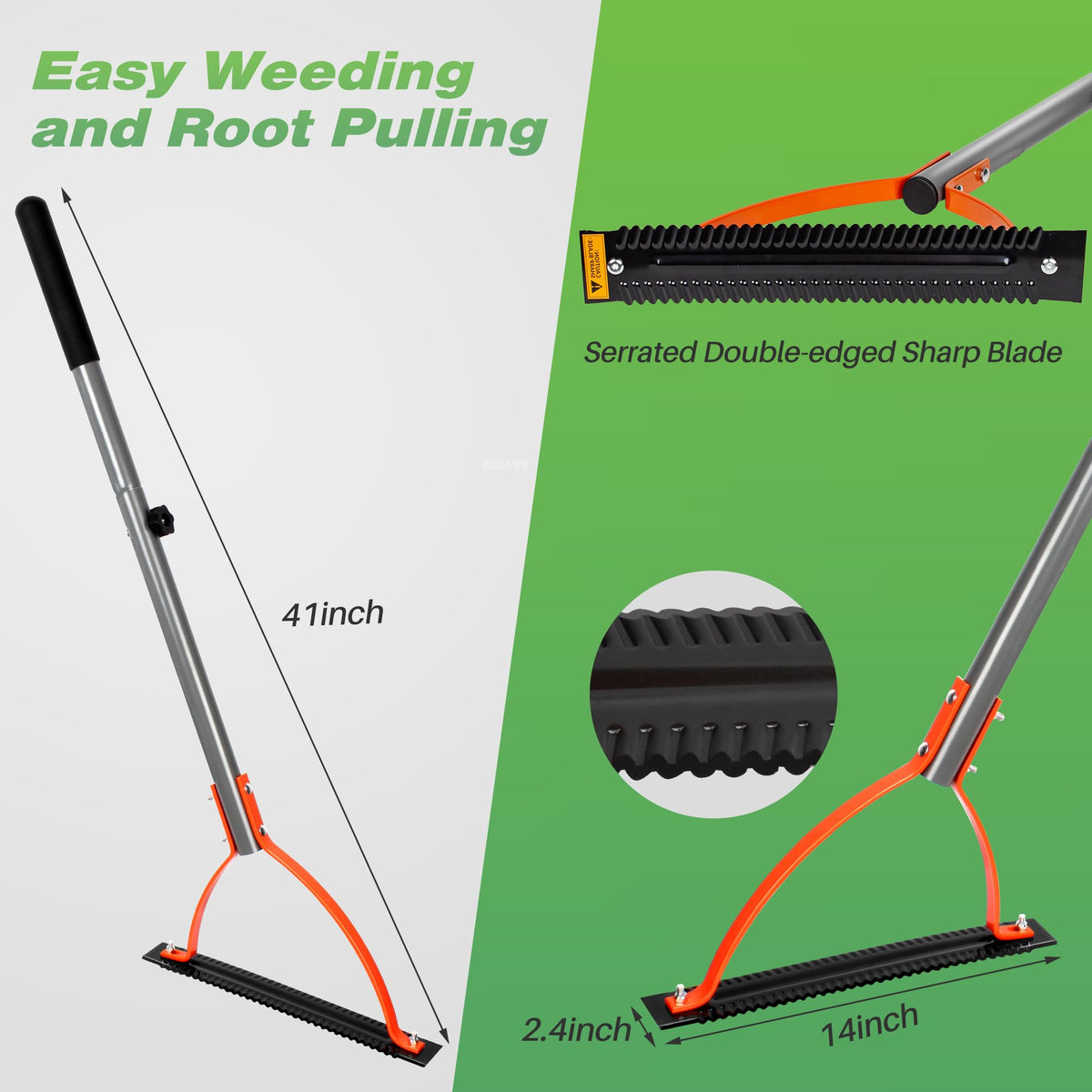 Walensee Weed Grass Cutter with 30-inch handle for extended reach.