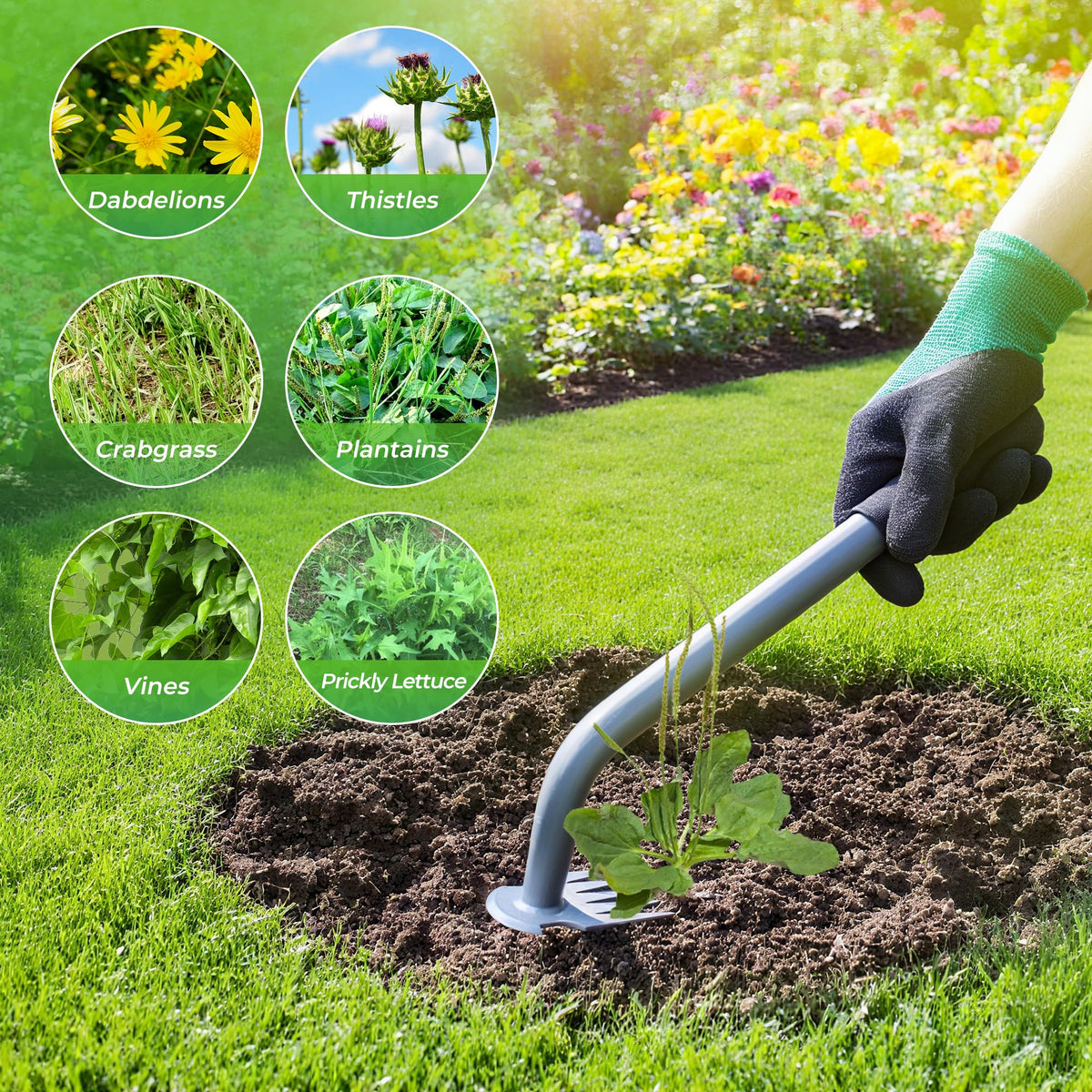 Walensee Weed Puller Tool prying dandelions with ease