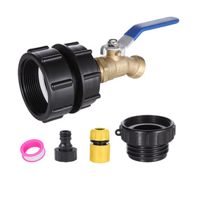 WalkingInRain IBC tote adapter with lead-free brass faucet for easy water transfer.