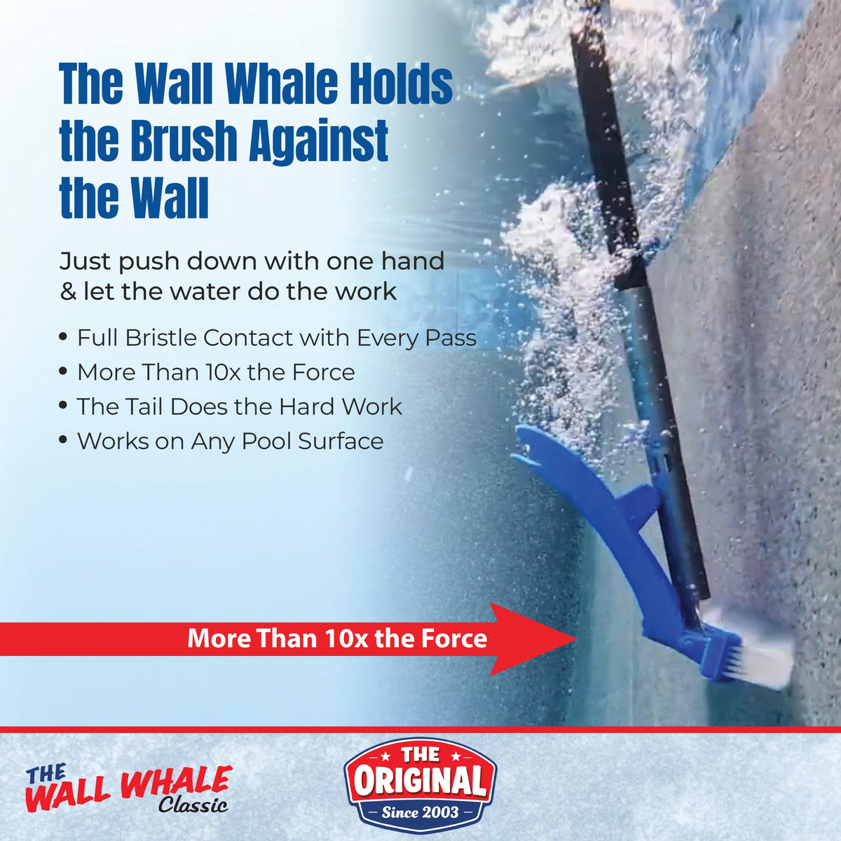 Wall Whale attaches easily to standard pool poles for quick setup.