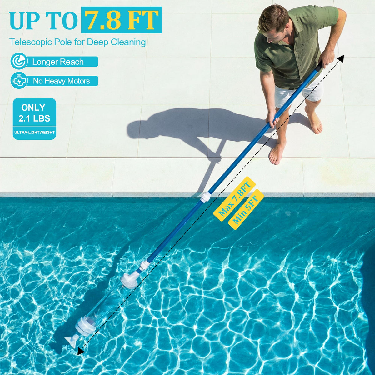 Wallace Forge Spa Vacuum weighs 2.1 lbs for easy handling