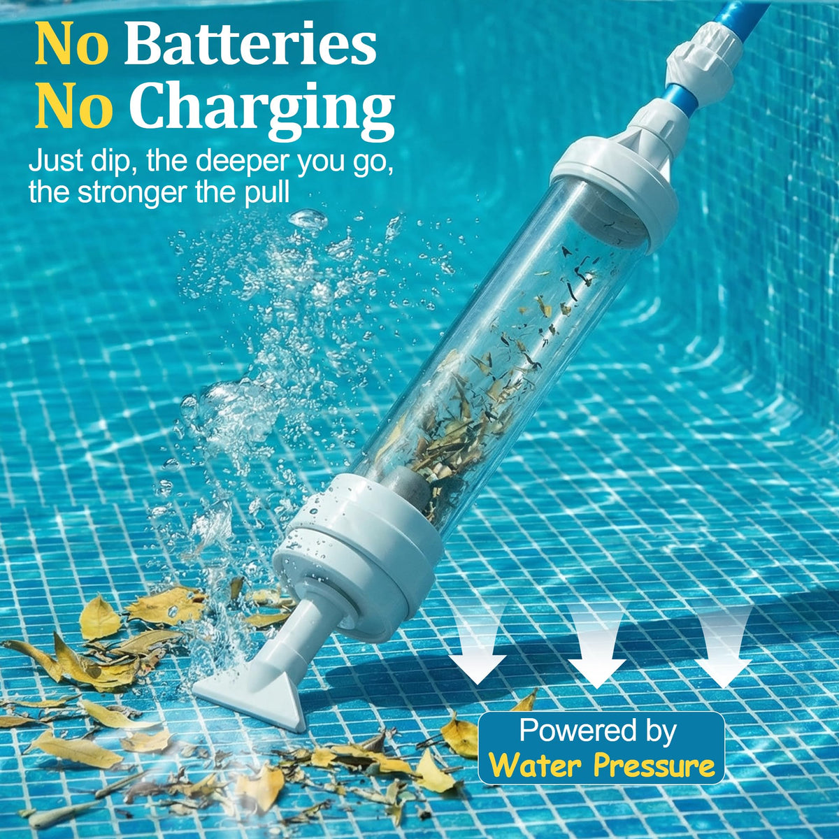 Wallace Forge Spa Vacuum submerge-release suction for deep debris pickup