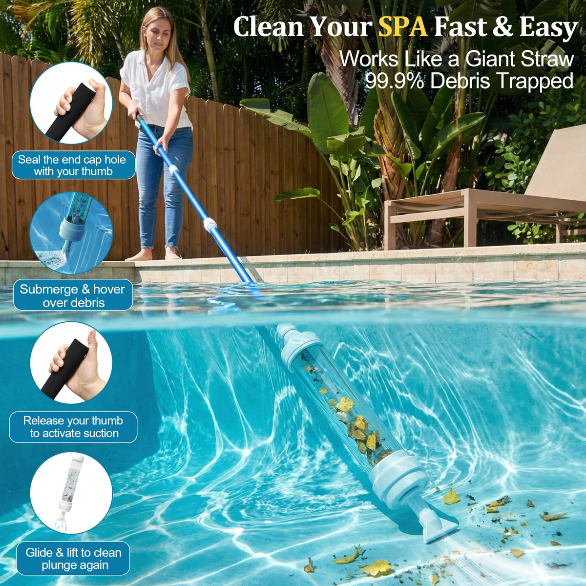 Wallace Forge Spa Vacuum telescopic-pole extended reach into corners