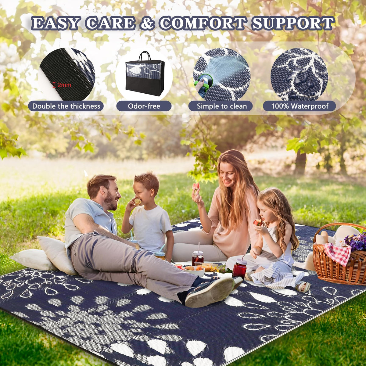 Wallona durable UV-resistant outdoor rug resists sun fading for long-lasting color.