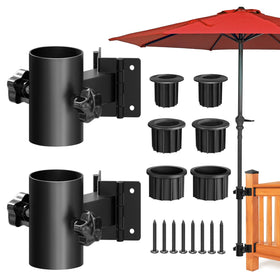 Walrkaur stainless steel umbrella deck mount in black finish for outdoor shade
