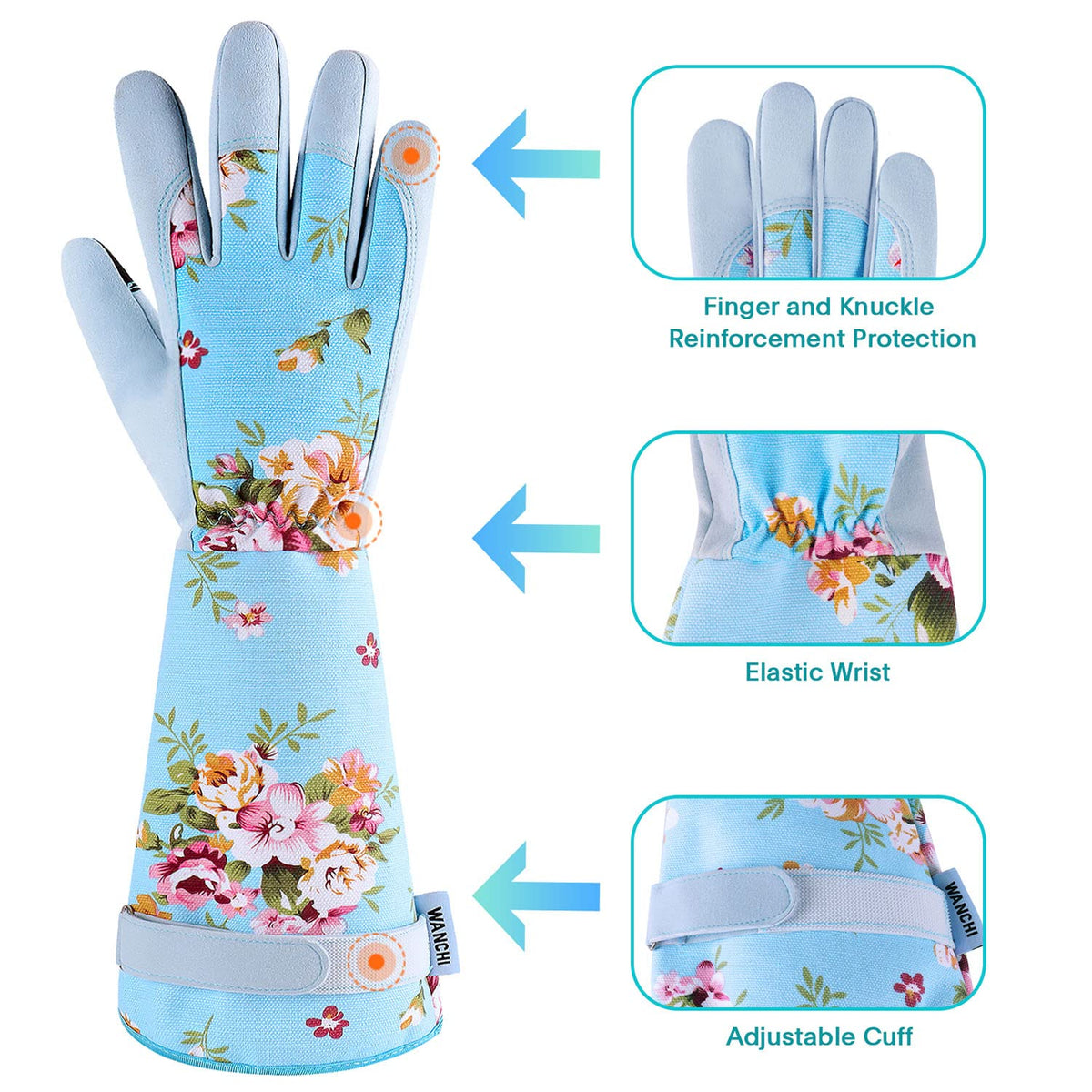 WANCHI gloves provide forearm protection with elastic wrist to block debris.