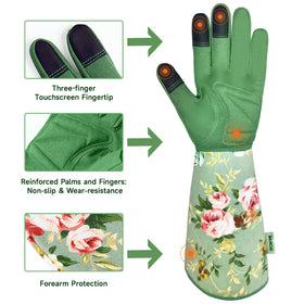 WANCHI Gardening Gloves palm and fingers leather offer abrasion resistance.