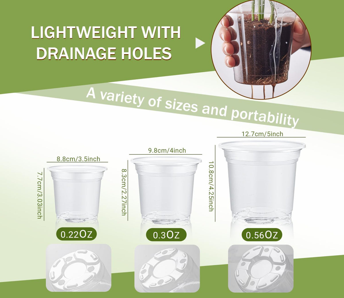 WandaQueen lightweight clear plastic pot easy handling during transplanting