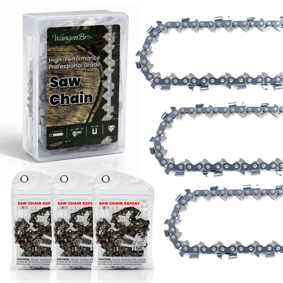 Wangenbro 16-inch chain with 38LP pitch and low kickback for smooth cuts.