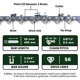 Wangenbro EGO PowerPlus 16-inch chain for efficient trimming.