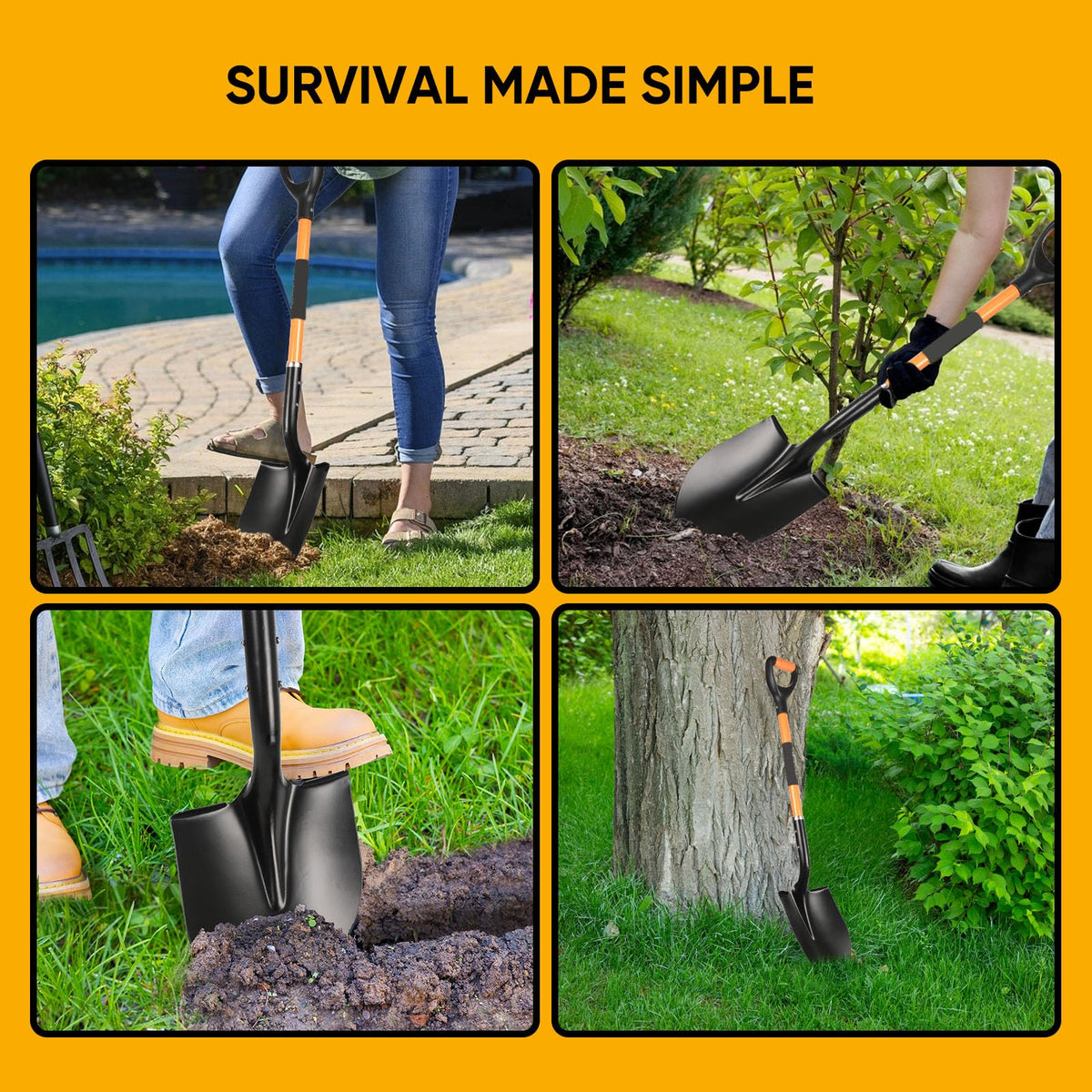Wangyanhao 40.9-inch shovel length is portable for car trunk storage