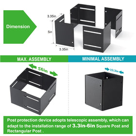 Installed on a wooden post, tight fit within 3.3-6in range.