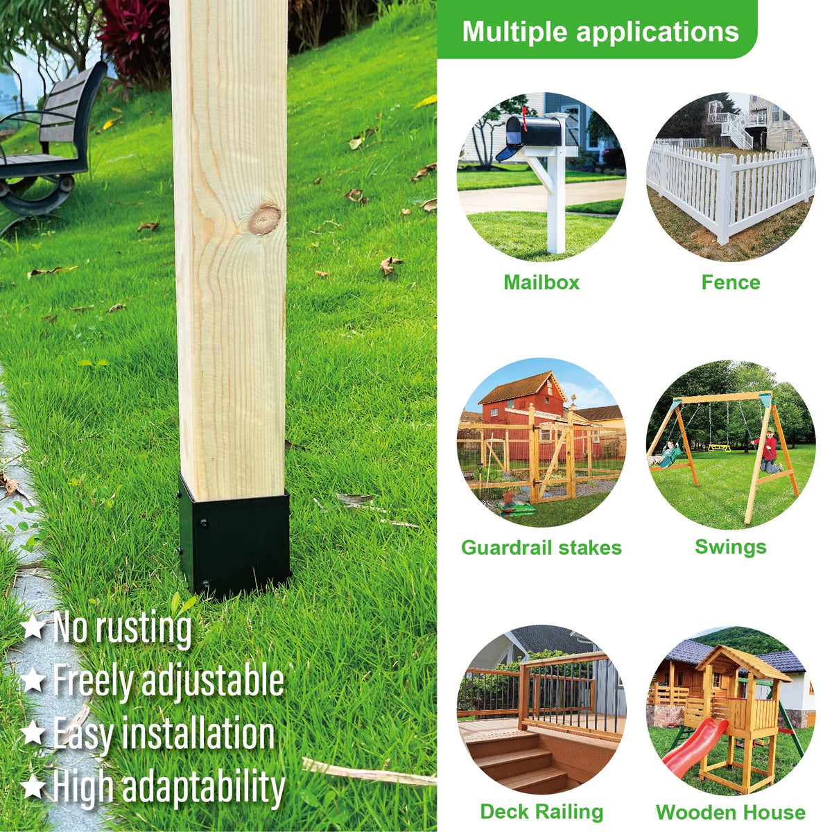 Wanhork post protector side view showing adjustable wrap for various posts.