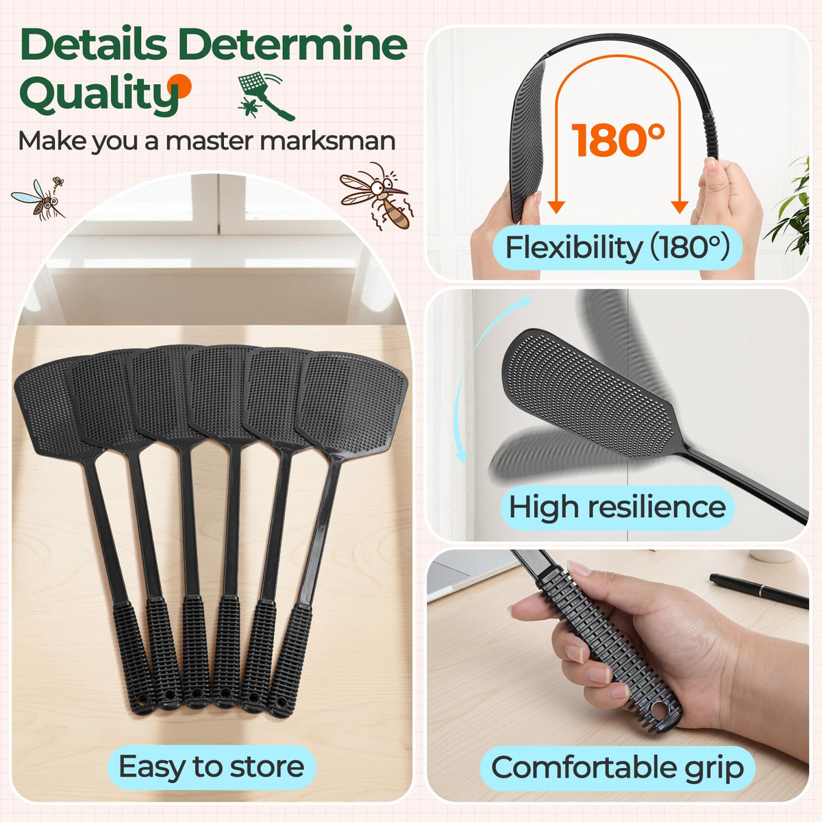 WANKODA fly swatter is lightweight for quick indoor and outdoor use.