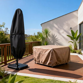 Banana-style umbrella stored with Wanocean cover
