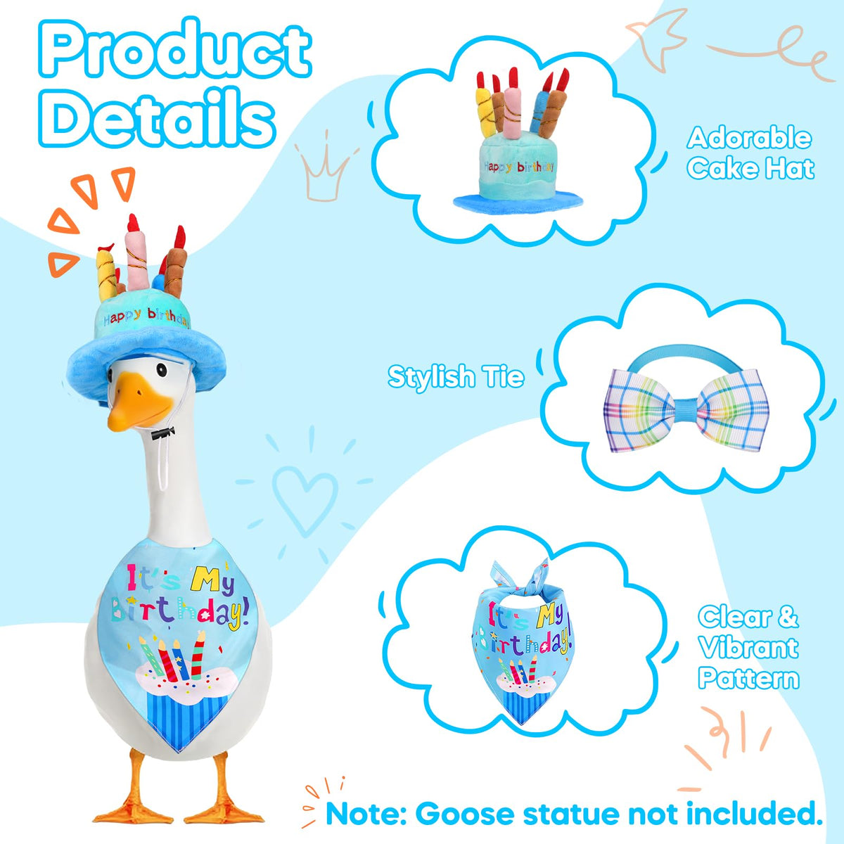 Wanocean blue bow-tie provides a cheerful, secure accessory for geese.