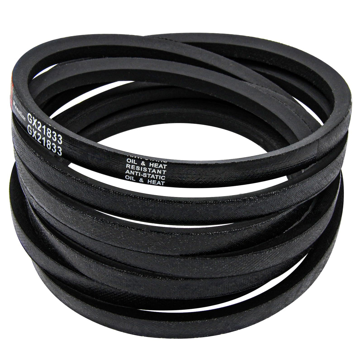 Wanotine GX21833 installation-ready belt for easy, tool-free deck belt swaps.