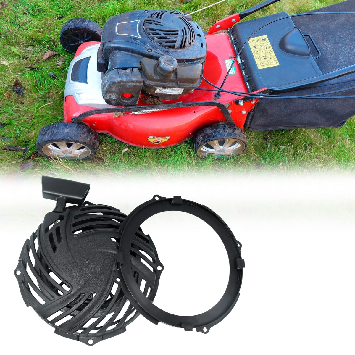 Wanotine recoil starter assembly fits Briggs & Stratton 08P502 and 093J02 engines, straightforward replacement.