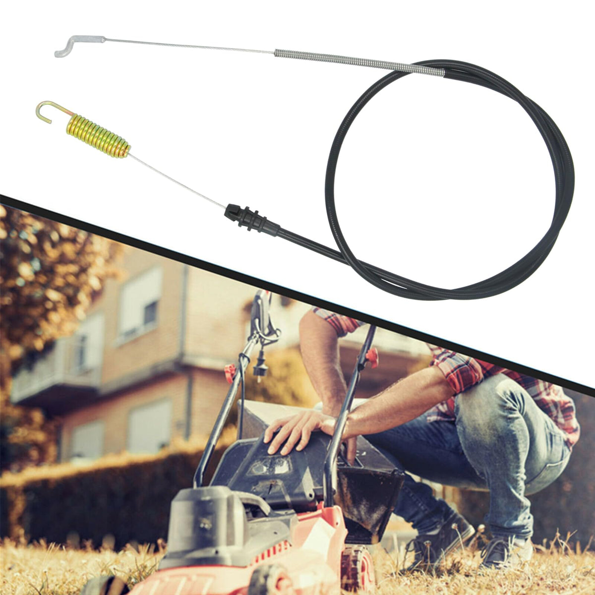 Wanotine 47-inch cable length provides full reach for rear-drive mowers.