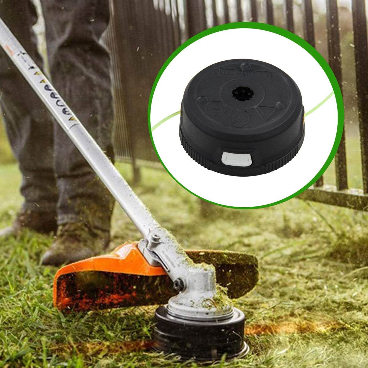 Wanotine weed eater head for edging around trees and fences with Stihl compatibility