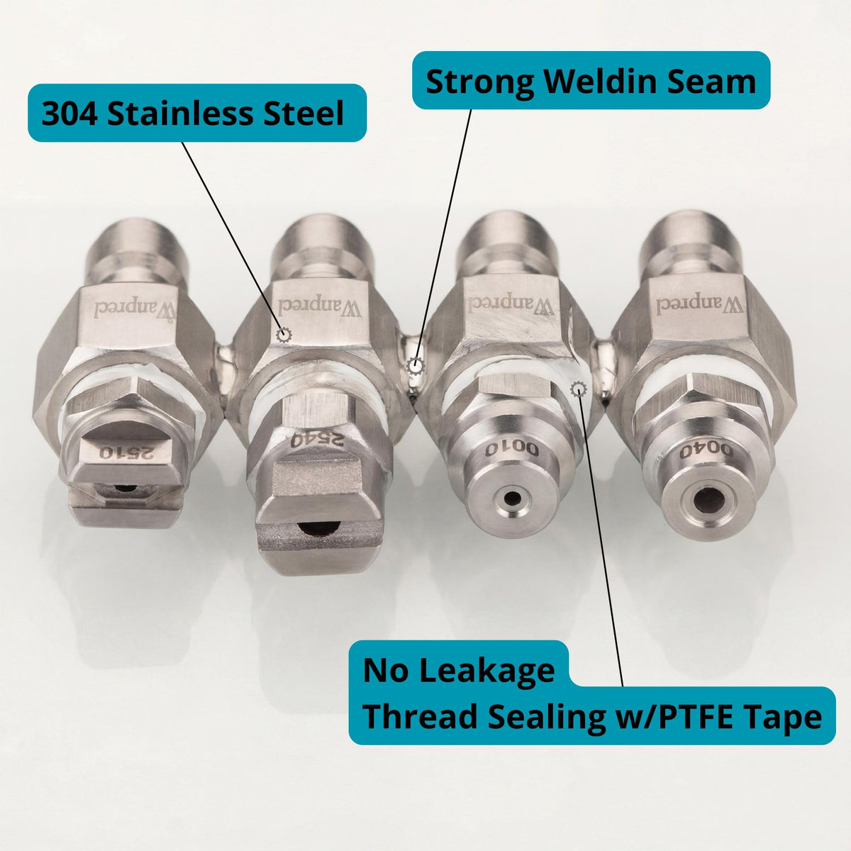 WANPRECL 0010 nozzle delivers zero-degree rinse for focused surface cleaning.