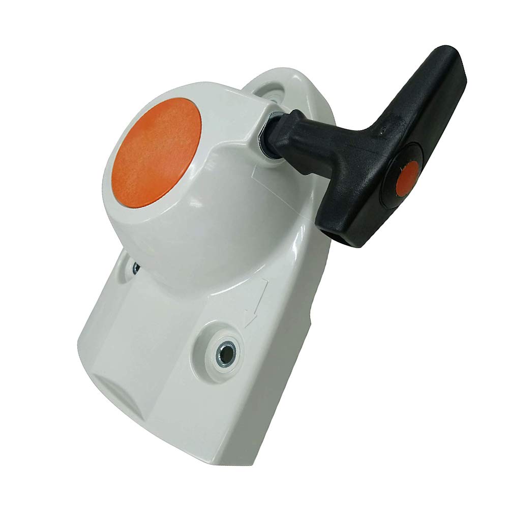 WanQin recoil starter assembly installed on a compatible Stihl saw in a workshop.