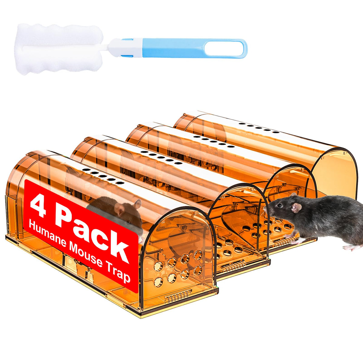 Wanqueen four-pack humane mouse traps for safe indoor use