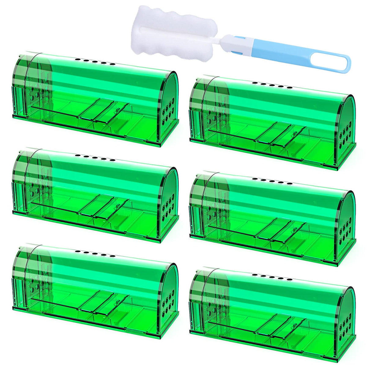 Wanqueen 6-pack live mouse trap with bait compartment for quick setup