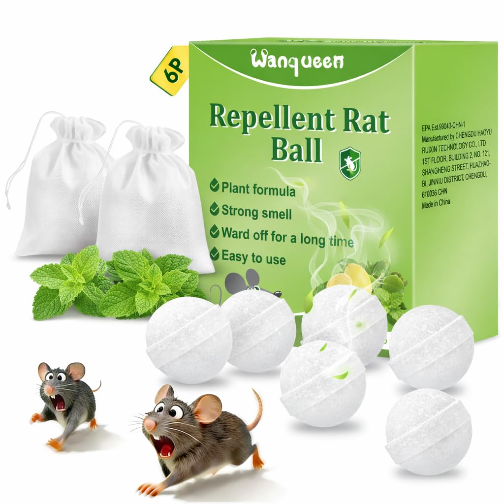 Wanqueen 6-pack mouse repellent balls provide long-lasting pest deterrence.