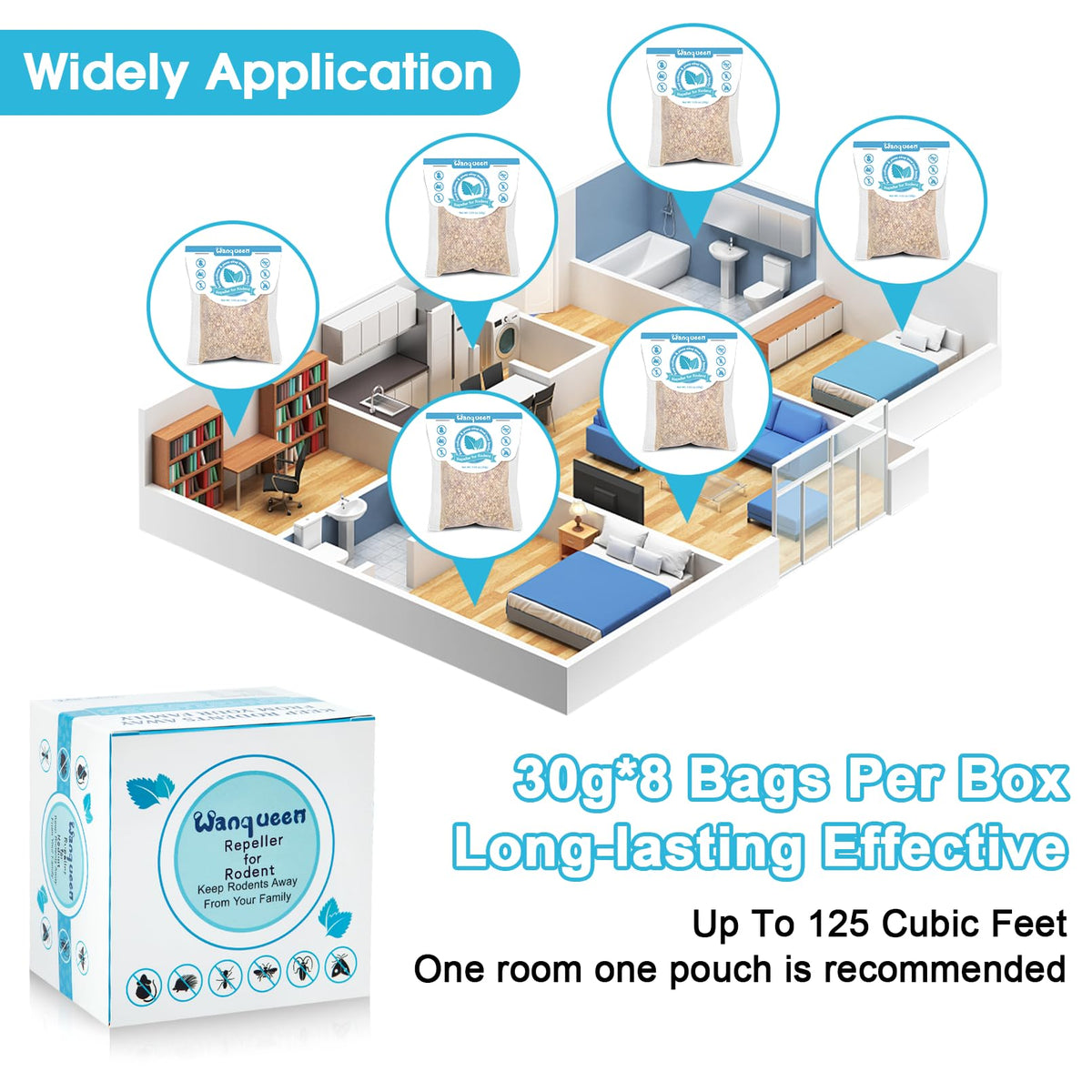 Wanqueen natural ingredients mouse repellent pouches for safe home use