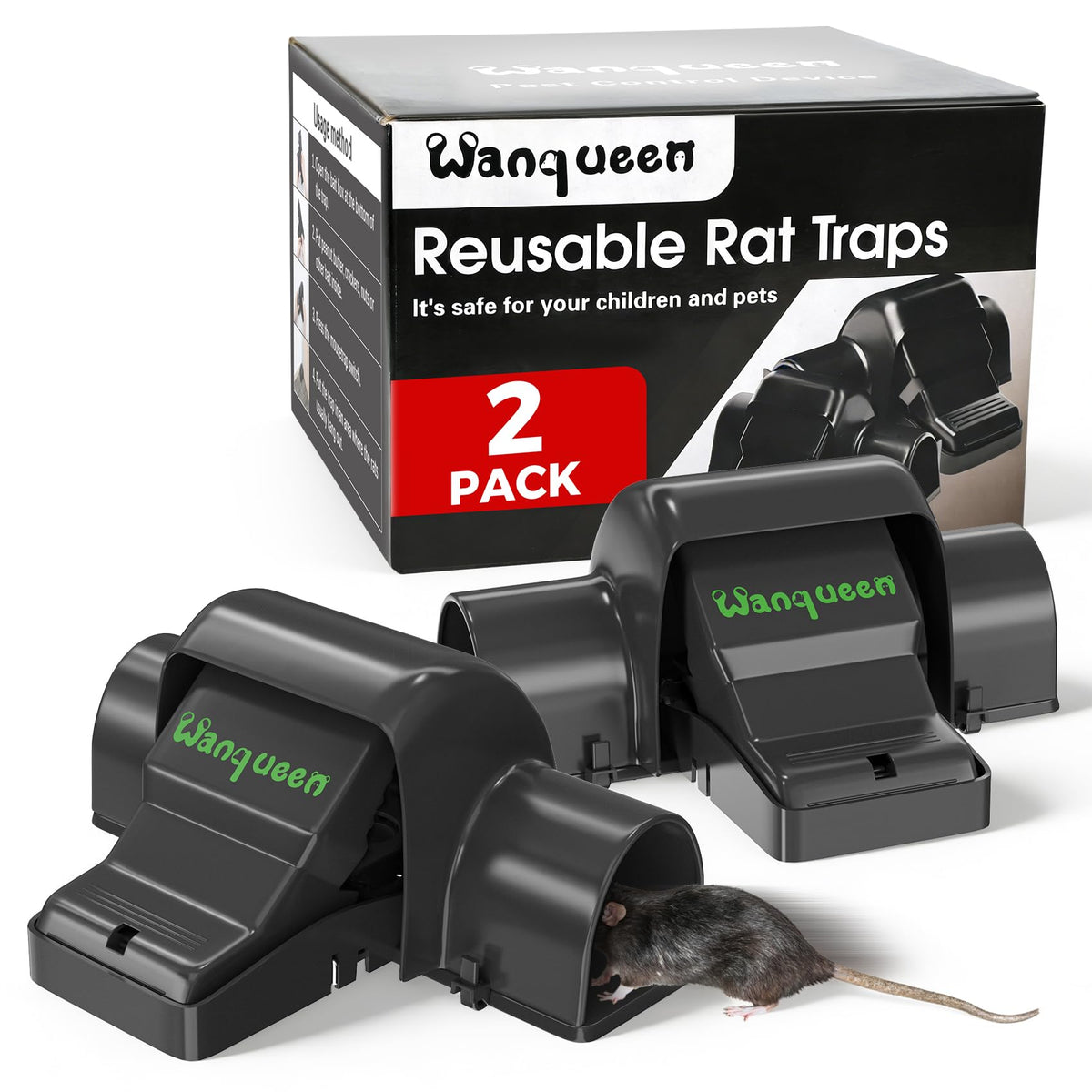 Wanqueen rat-trap dual-entry front view shows two entry channels for easier humane capture.