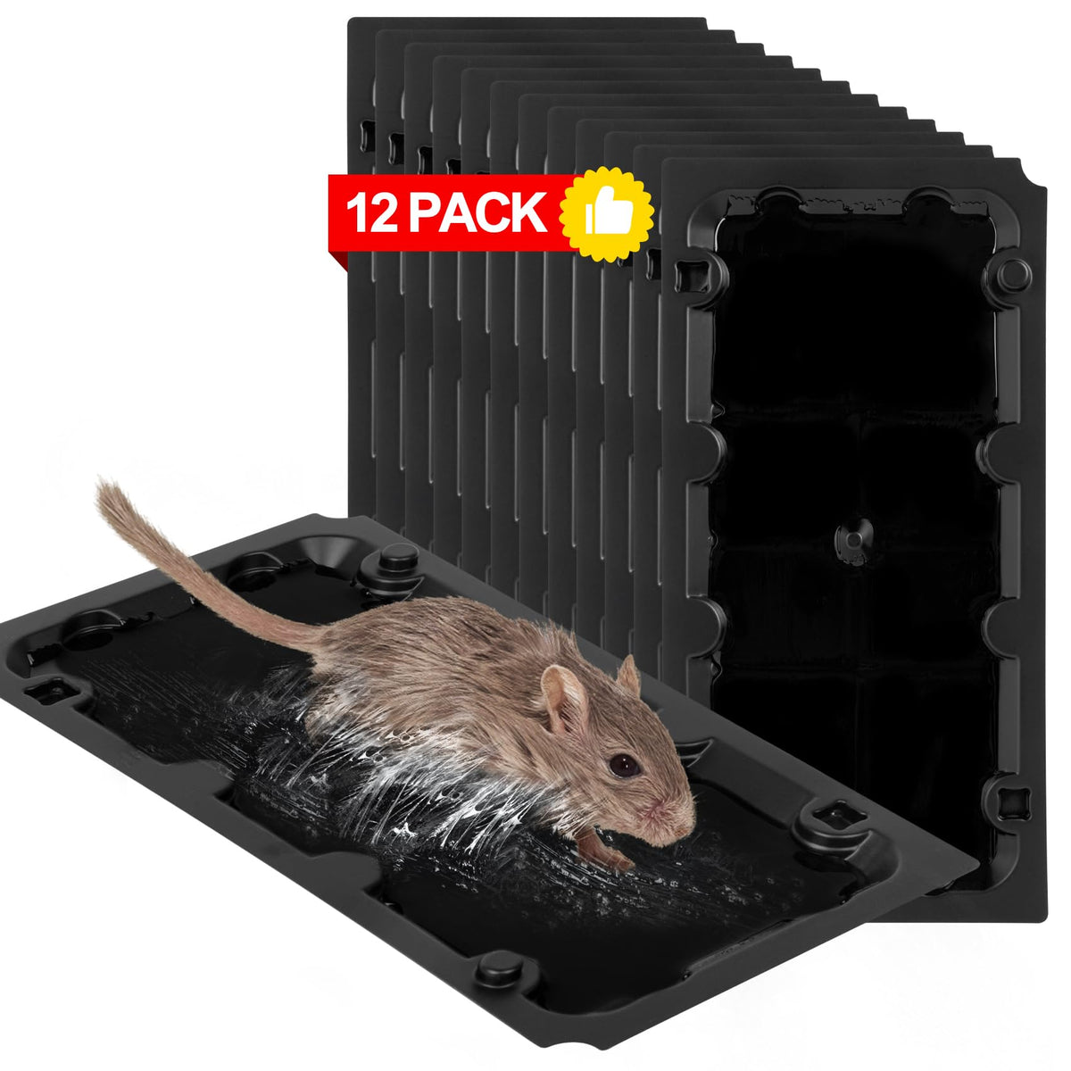 Wanqueen sticky mouse trap set demonstrates pre-baited design for quick corner placement.