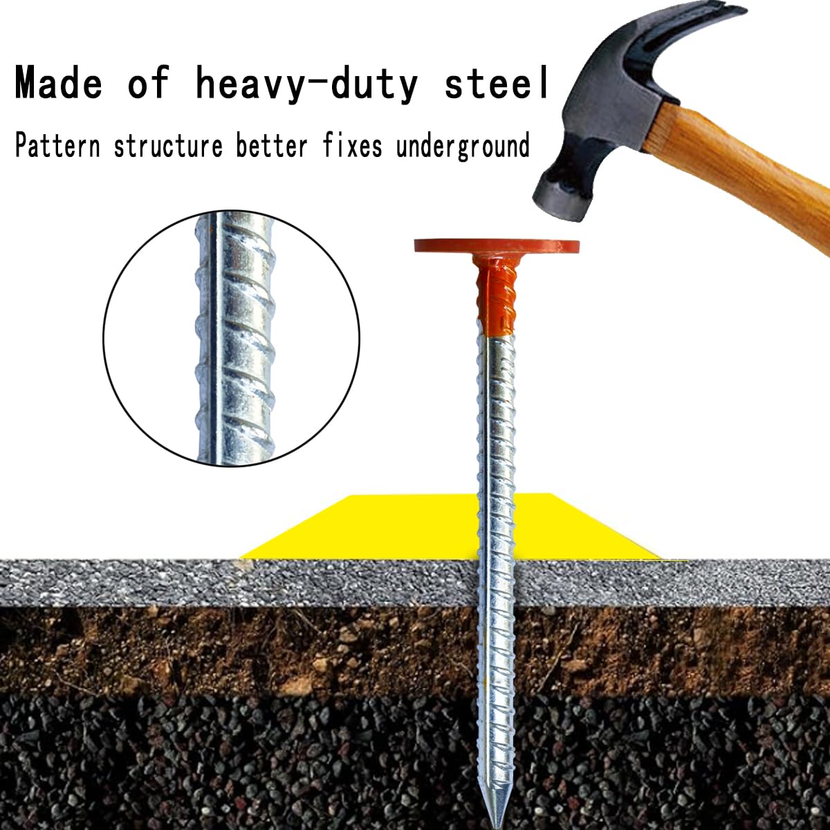 WANSRUYI heavy-duty stake 1.35 lb withstands rugged outdoor work.