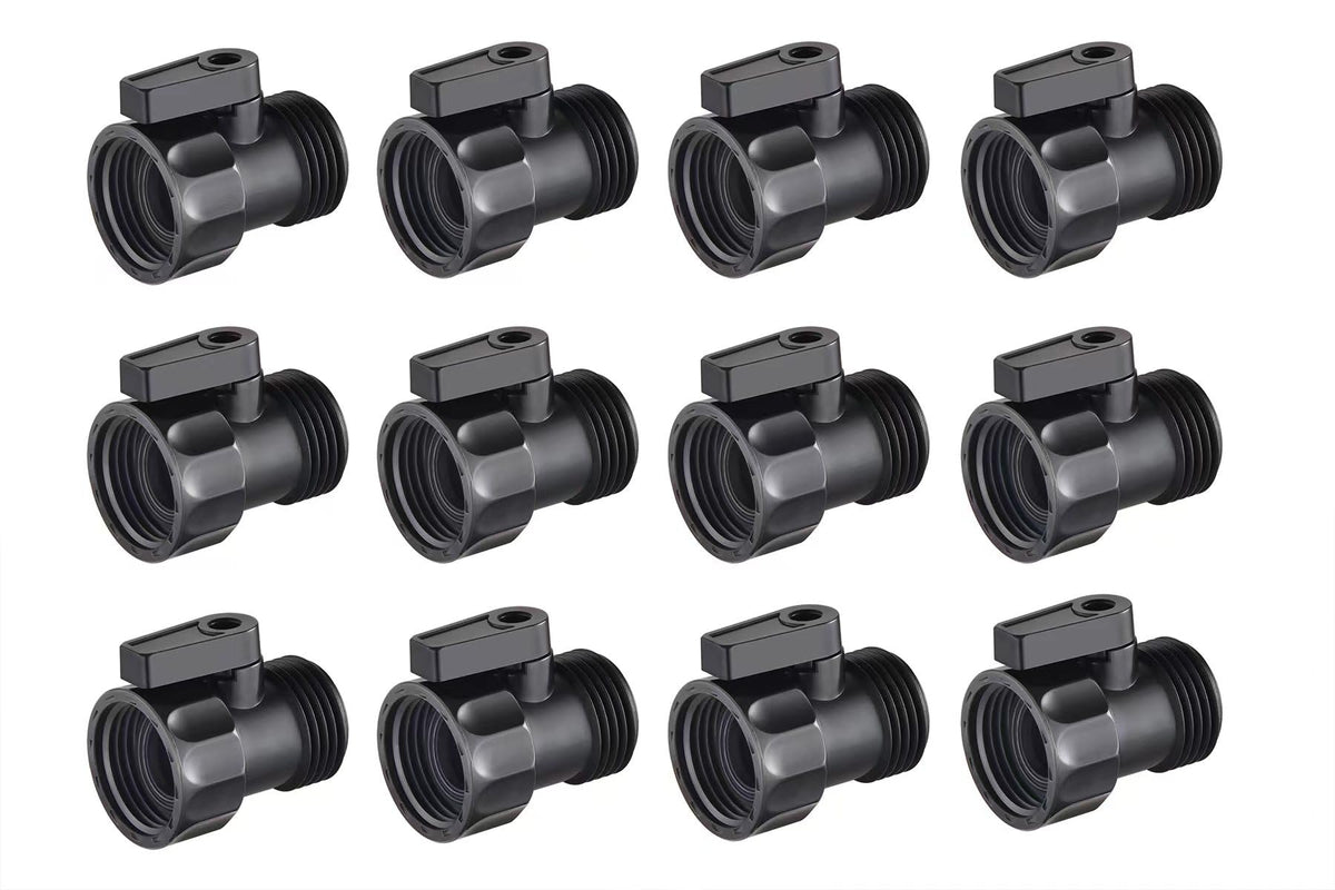 Wantmatch 12-pack plastic garden hose shut off valves for easy flow control.