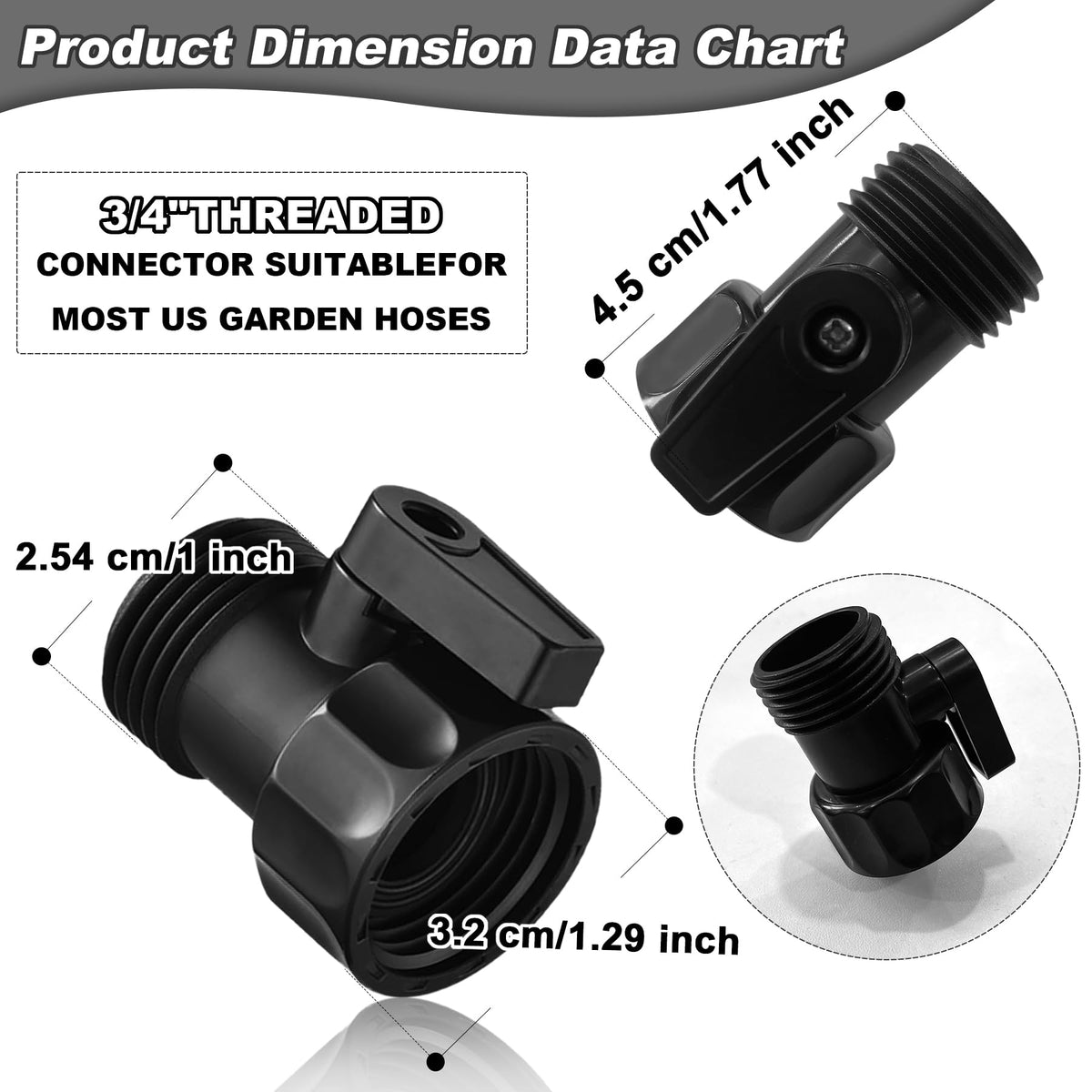 Wantmatch 3/4 inch hose valve with threaded connector for reliable attachment.