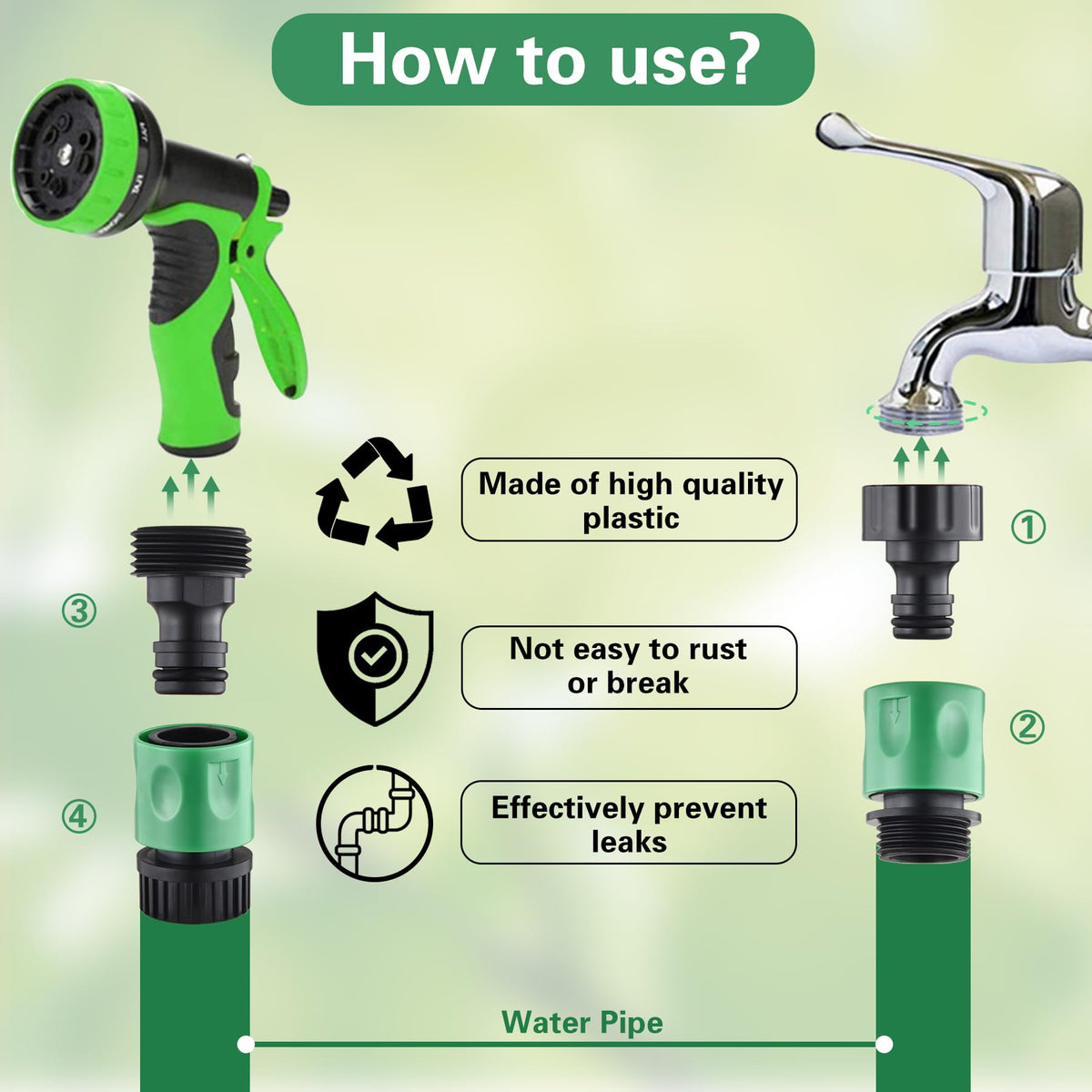 Wantmatch external-thread hose-end adapters for easy hose-to-hose links