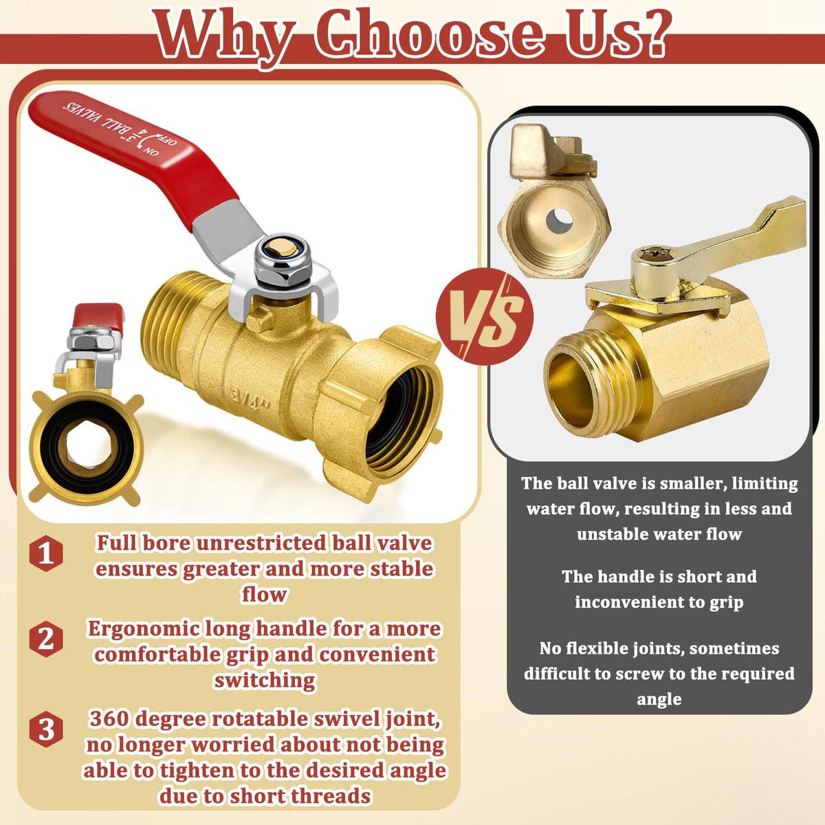 Wantmatch full bore valve enabling higher water flow for faster watering