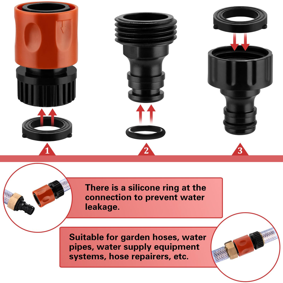 Wantmatch external thread adapters enable fast, secure hose connections