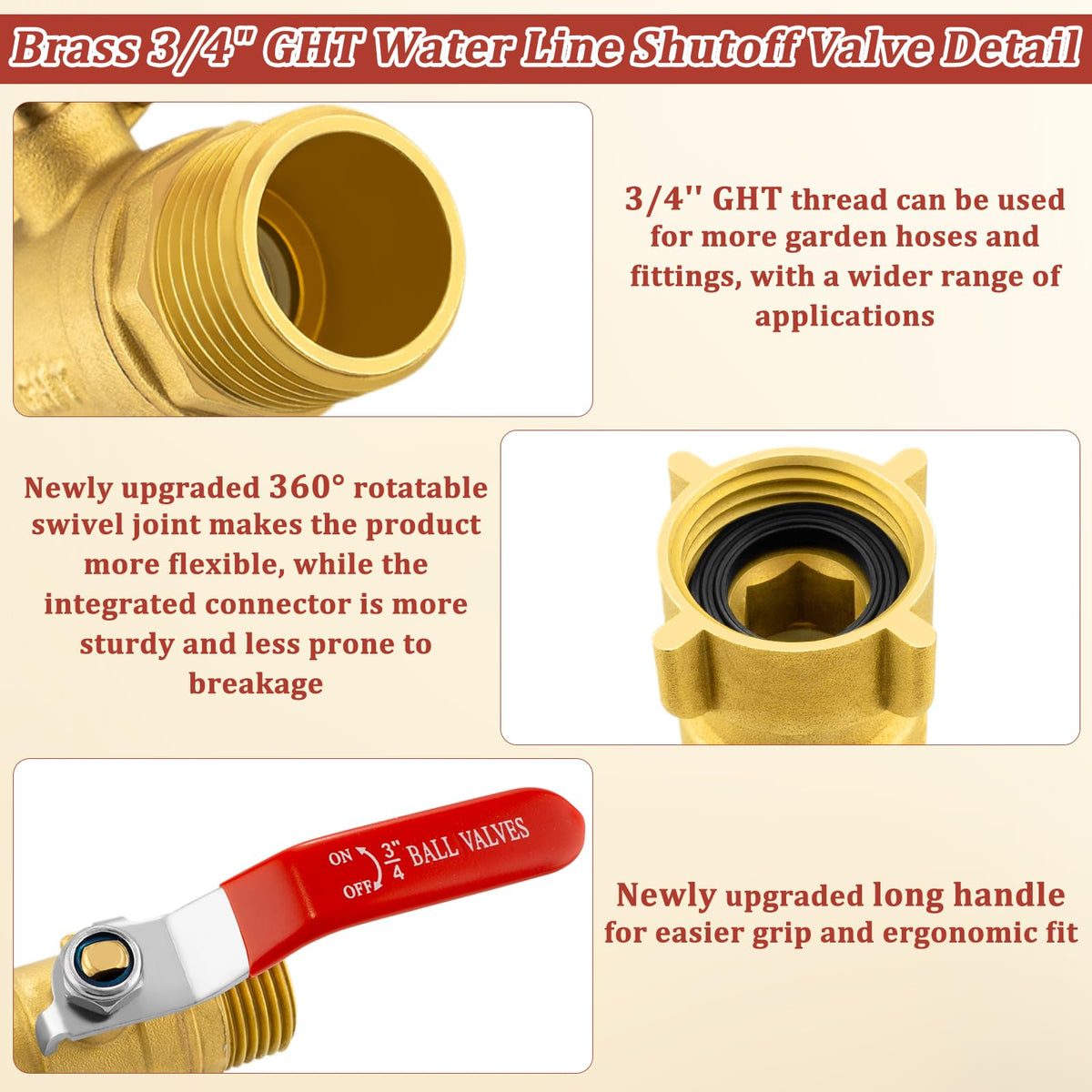 Wantmatch heavy-duty brass body resisting corrosion and leaks