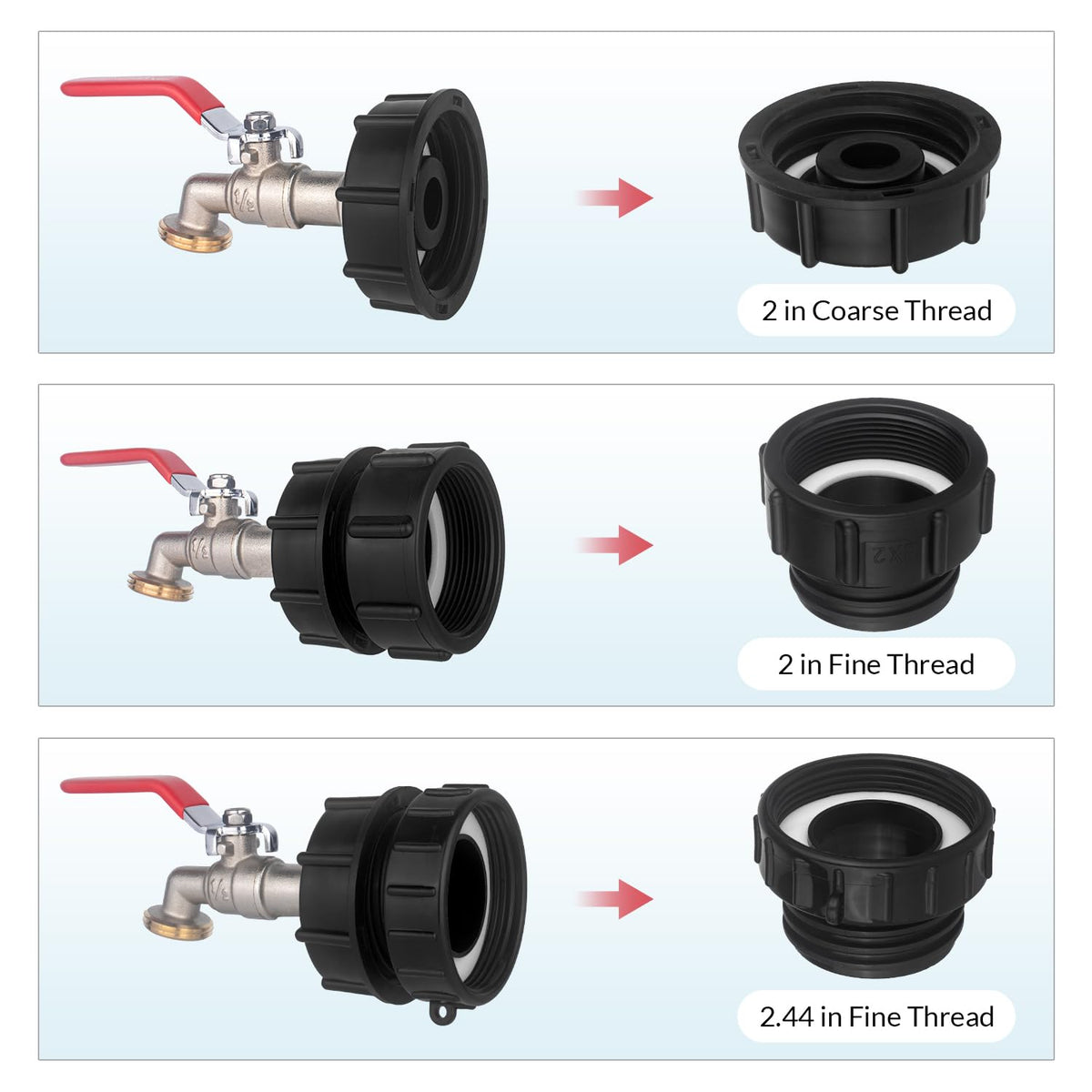 Wantmatch 2-inch coarse-thread adapter supports quick, secure connections.