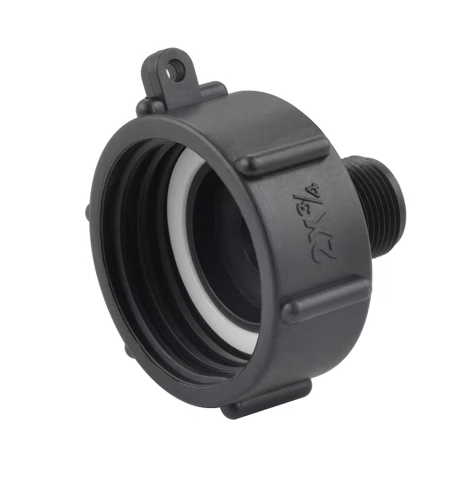 Wantmatch IBC tote hose adapter closeup shows durable plastic body for extended use