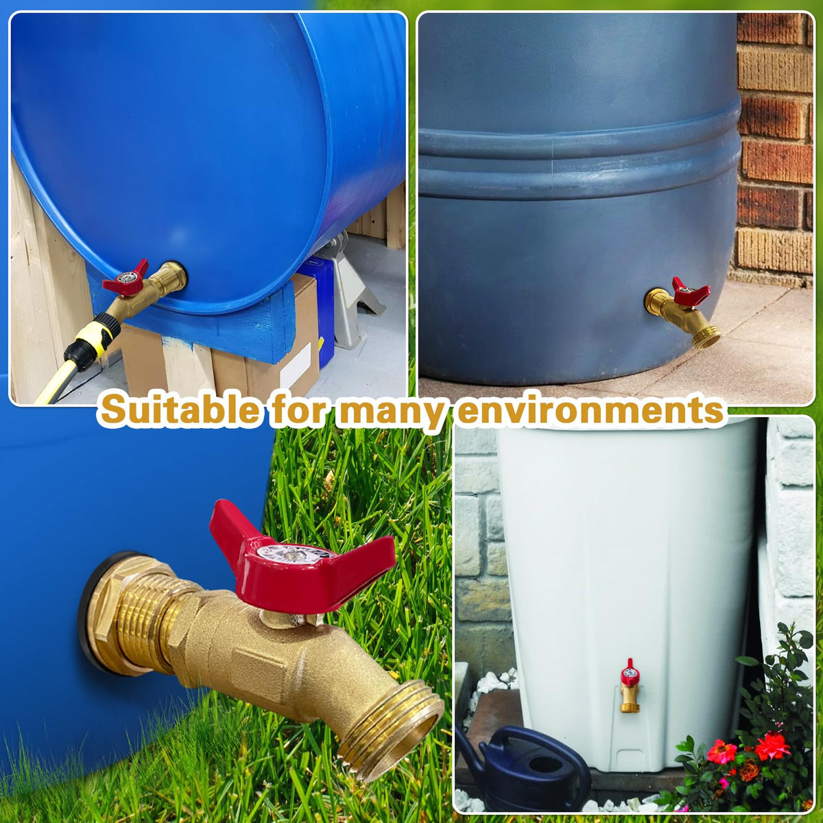 Wantmatch versatile-use setup for rain barrels, tanks, and water tubs.