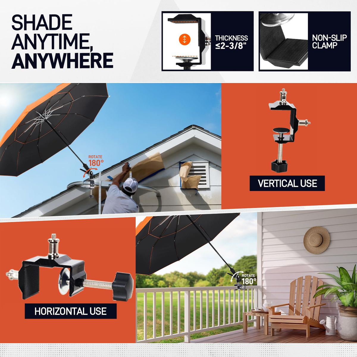 Warm Oasis 180-degree adjustable canopy shade from any angle during HVAC work.
