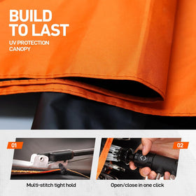 Warm Oasis aluminum-rib construction offers lightweight, durable support for demanding tasks.