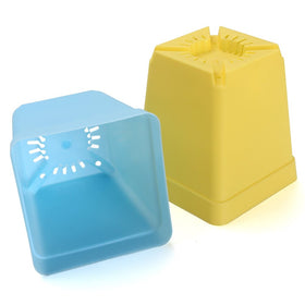 WARMBUY yellow plastic plant pot with saucer adds color to shelves